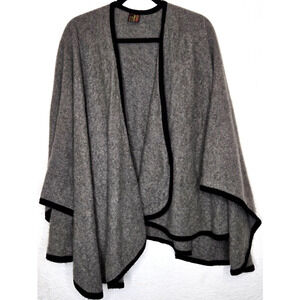 Womens Vintage Poncho 100% Cashmere‎ Gray Wrap Cardigan Sweater Cape Scotland